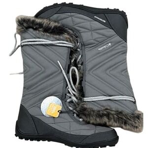 Columbia‎ Omni-Grip Winter Boots Gray Fur Trim Womens Size 5